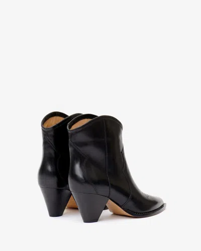 Isabel Marant Darizo Texan Ankle Boots In Black Leather In Black