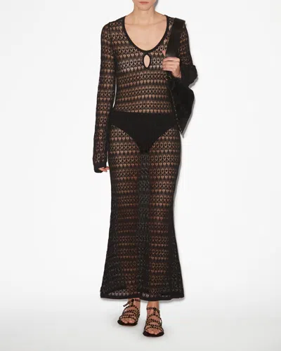 Isabel Marant Poros Crochet Maxi Dress In Black