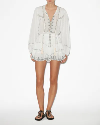 Isabel Marant Étoile Jocadia Ruffled Cotton Miniskirt In White
