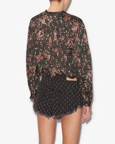 Isabel Marant Kiledia Printed Cotton And Silk-blend Crepe Blouse In Black