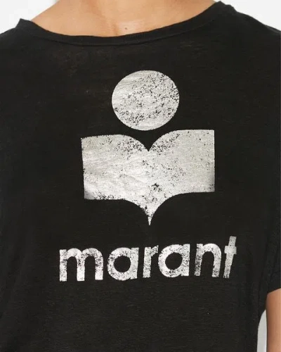 Isabel Marant Étoile Isabel Marant Etoile Zewel T Shirt With Metallic Logo Print In Black