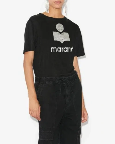 Isabel Marant Étoile Isabel Marant Etoile Zewel T Shirt With Metallic Logo Print In Black