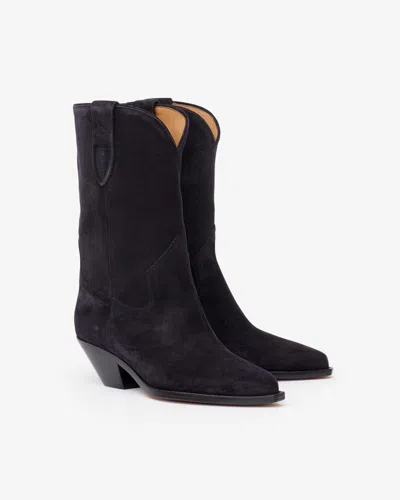 Isabel Marant Ankle Boots In Luxurious Calf Velvet Leather With Sleek Design And Quality Finish In Black