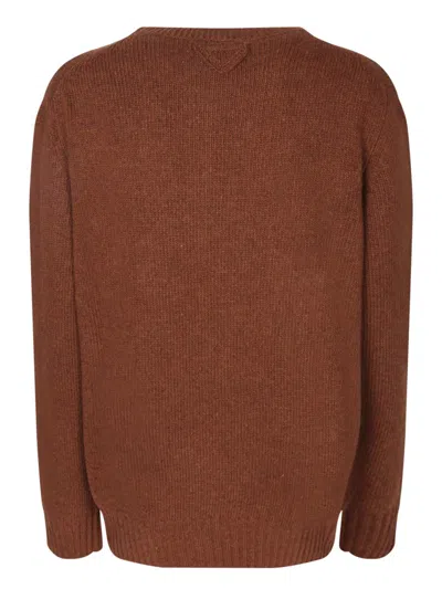 Prada Triangle-logo Sweater In Brown