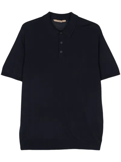 Roberto Collina Polo In Black Cotton In Blue