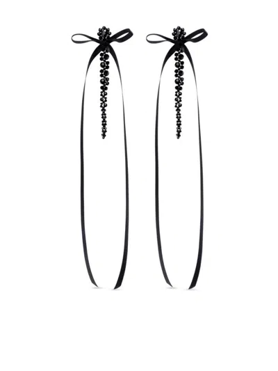 Shop Simone Rocha Bow Ribbon Drip Earrings Accessories In Grey