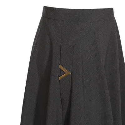 Valentino Midi Skirt In Active Gabardine In Grey