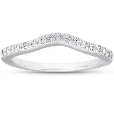 Pompeii3 1/8ct Curved Diamond Wedding Ring 14k White Gold In Multi