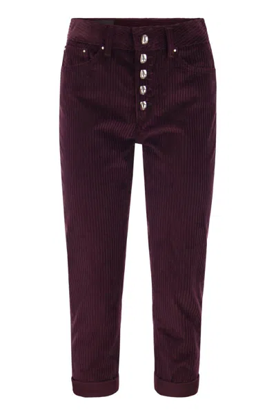 Dondup Koons Loose-fitting Velvet Trousers In Bordeaux