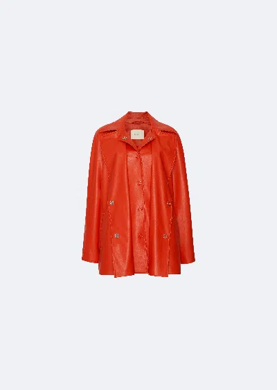 Lapointe Faux Leather Layered Snap Coat In Poppy