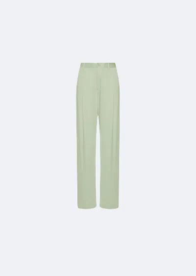 Lapointe Silky Twill Relaxed Pleated Pant In Mint