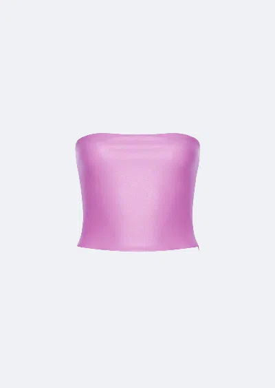 Lapointe Stretch Faux Leather Tube Top In Orchid
