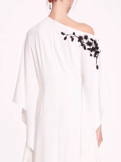 Marchesa Embroidered Draped Kaftan In White