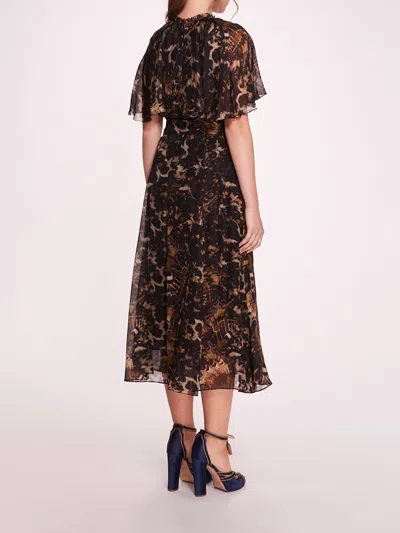 Marchesa Monarch Midi Dress In Black Multi