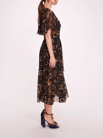 Marchesa Monarch Midi Dress In Black Multi
