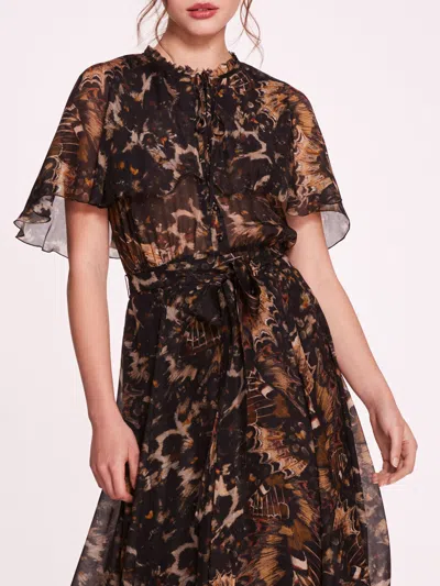 Marchesa Monarch Midi Dress In Black Multi