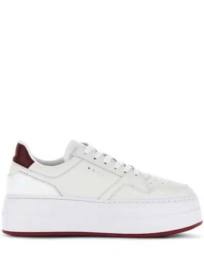 Hogan Skyscraper Platform Sneakers Featuring Perforated Detailing In White
