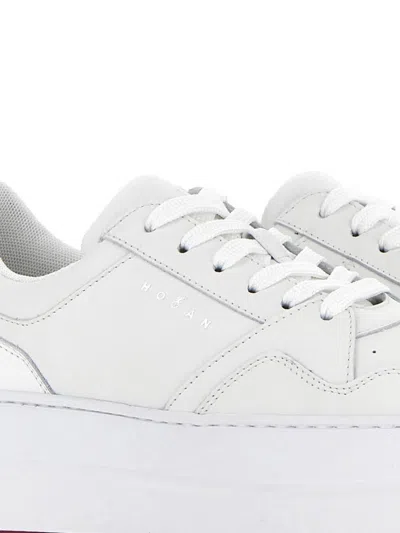 Hogan Skyscraper Platform Sneakers Featuring Perforated Detailing In White