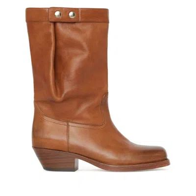 Isabel Marant Ademe Havana Leather Biker Boot In Brown