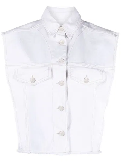 Isabel Marant Tyra Cotton Denim Vest In White