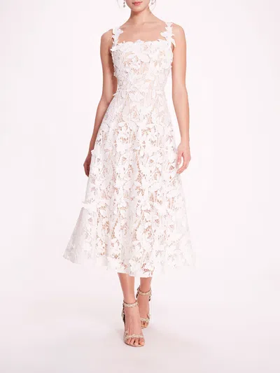 Shop Marchesa Organic Lace Midi Dress In Ivory