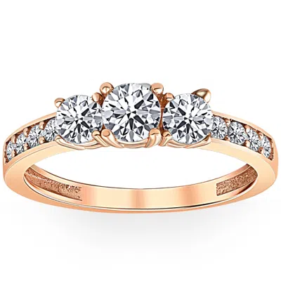 Pompeii3 1ct 3 Stone Diamond Engagement Ring 14k Rose Gold In Multi
