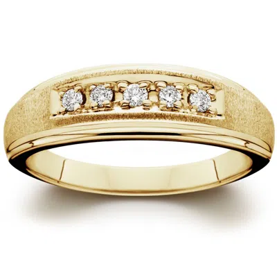 Pompeii3 Mens 1/6ct 14k Yellow Gold Diamond Wedding Ring Band In Multi