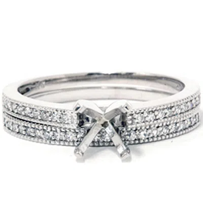 Pompeii3 1/4t Diamond Engagement Wedding Ring Semi Mount Set 14k White Gold In Multi