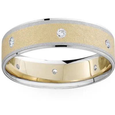 Pompeii3 Mens 14k White And Yellow Gold Two Tone Wedding Ring In Multi