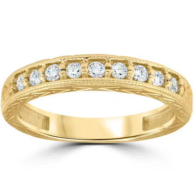 Pompeii3 1/4ct Hand Engraved 14k Yellow Gold Diamond Wedding Ring In Multi