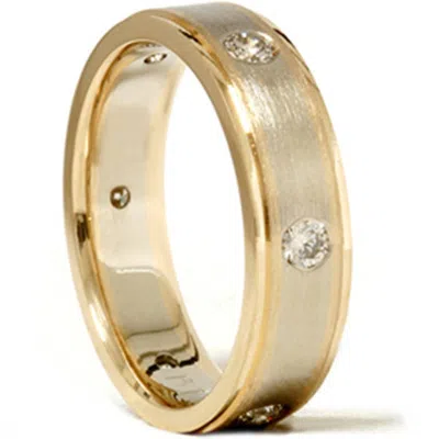 Pompeii3 Mens 3/4ct 14k Gold Diamond Comfort Fit Wedding Ring In Multi