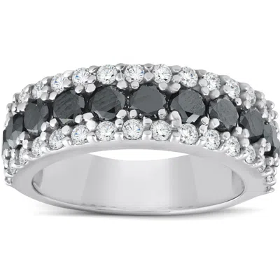 Pompeii3 1 5/8ct Black & White Diamond Womens Wedding Anniverary Ring 14k In Multi