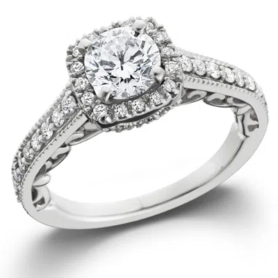 Pompeii3 7/8ct Cushion Diamond Vintage Halo Engagement Ring 14k White Gold In Multi