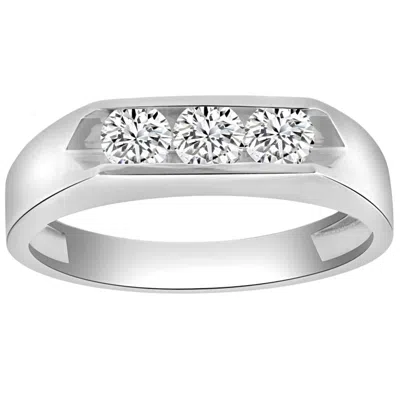 Pompeii3 1ct Three Stone Diamond Men's Ring Channel Set Band Lab Grown In Gold In Multi
