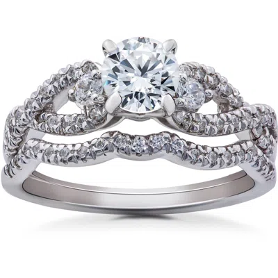 Pompeii3 1 1/6ct Diamond Infinity Engagement Wedding Ring Bridal Set 14k White Gold In Multi