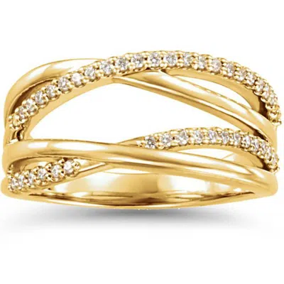 Pompeii3 1/4ct Diamond Criss Cross Right Hand Ring 14k Yellow Gold In Multi
