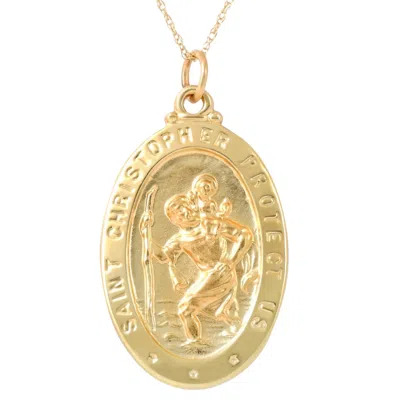 Pompeii3 14k Yellow Gold St. Christopher Medal Pendant 1" Tall 3 Grams In Gold