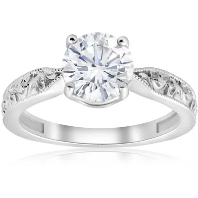 Pompeii3 1 1/2ct Solitaire Vintage Diamond Engagement Ring 14k White Gold In Multi
