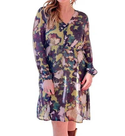 Ichi Katelyn Dress In Green Moss In Multi