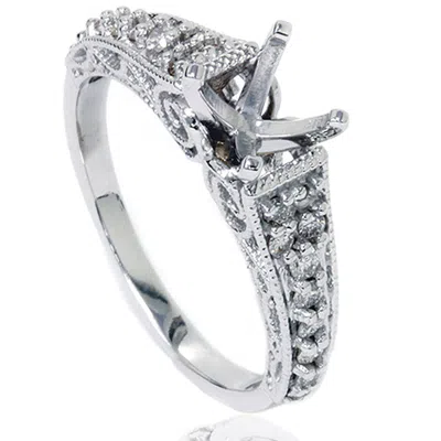 Pompeii3 3/8ct Vintage Diamond Engagement Ring Mount 14k White Gold In Multi