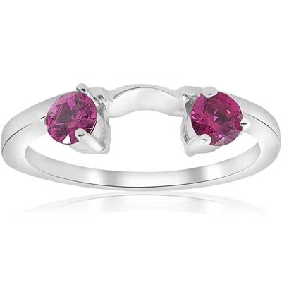 POMPEII3 1/2CT RUBY WRAP ENGAGEMENT GUARD RING 14K WHITE GOLD 