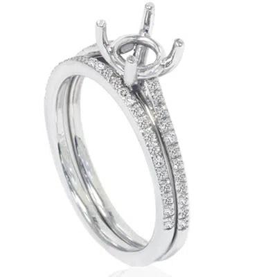 Pompeii3 1/5ct Pave Cathedral Diamond Engagement Ring Setting 14k White Gold In Multi