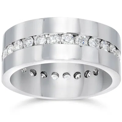 Pompeii3 Mens 1 1/10ct Diamond Eternity Comfort Wedding Band 14k White Gold Ring In Multi