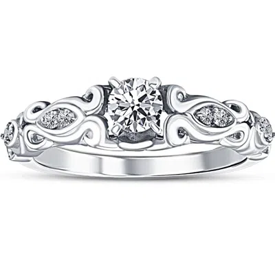 Pompeii3 1/2ct Vintage Diamond Engagement Ring 14k White Gold In Multi