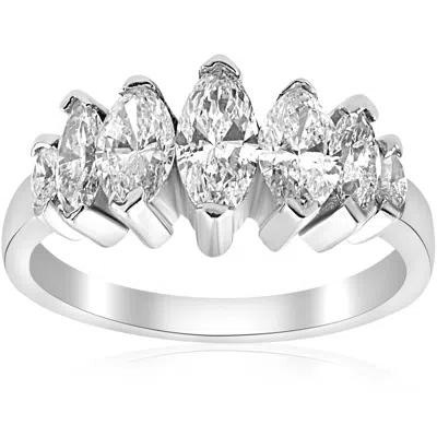 Pompeii3 1 7/8ct Huge Marquise Real Diamond Anniversary 14k Ring In Multi