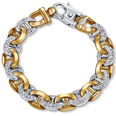 Pompeii3 Men's 14k Gold (71gram) Or Platinum (114gram) 12.5mm Diamond Bracelet 8.75" In Silver