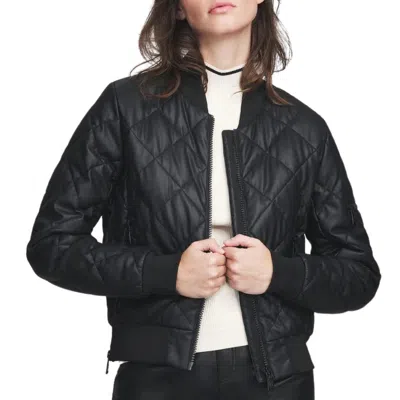 Alp N Rock Metro Leather Bomber Jacket In Black In Black