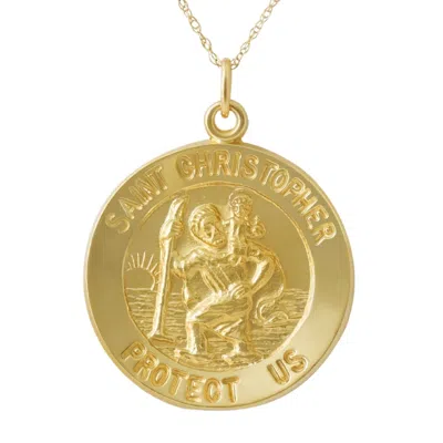 Pompeii3 14k Yellow Gold St. Christopher Medal Pendant 1" Tall 3.5 Grams In Gold