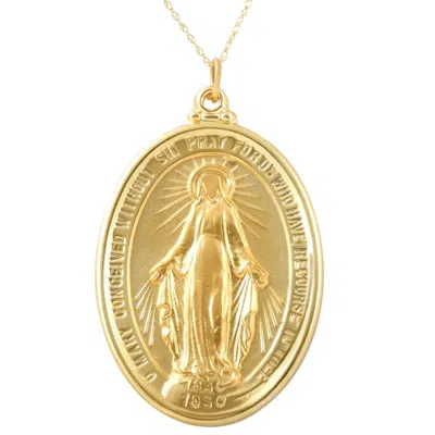 Pompeii3 14k Yellow Gold St. Mary Medal Pendant 1.5" Tall 10 Grams In Gold