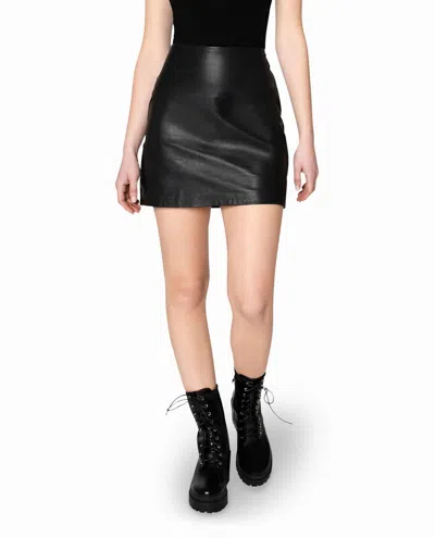 NICOLE MILLER LEATHER MINI SKIRT IN BLACK 